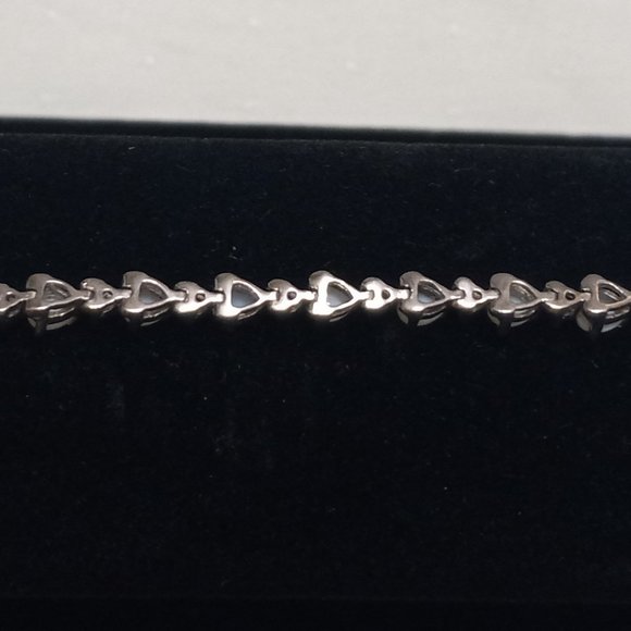 Sterling Silver Bracelet with Opals and Blue Rhinestones - Picture 4 of 14